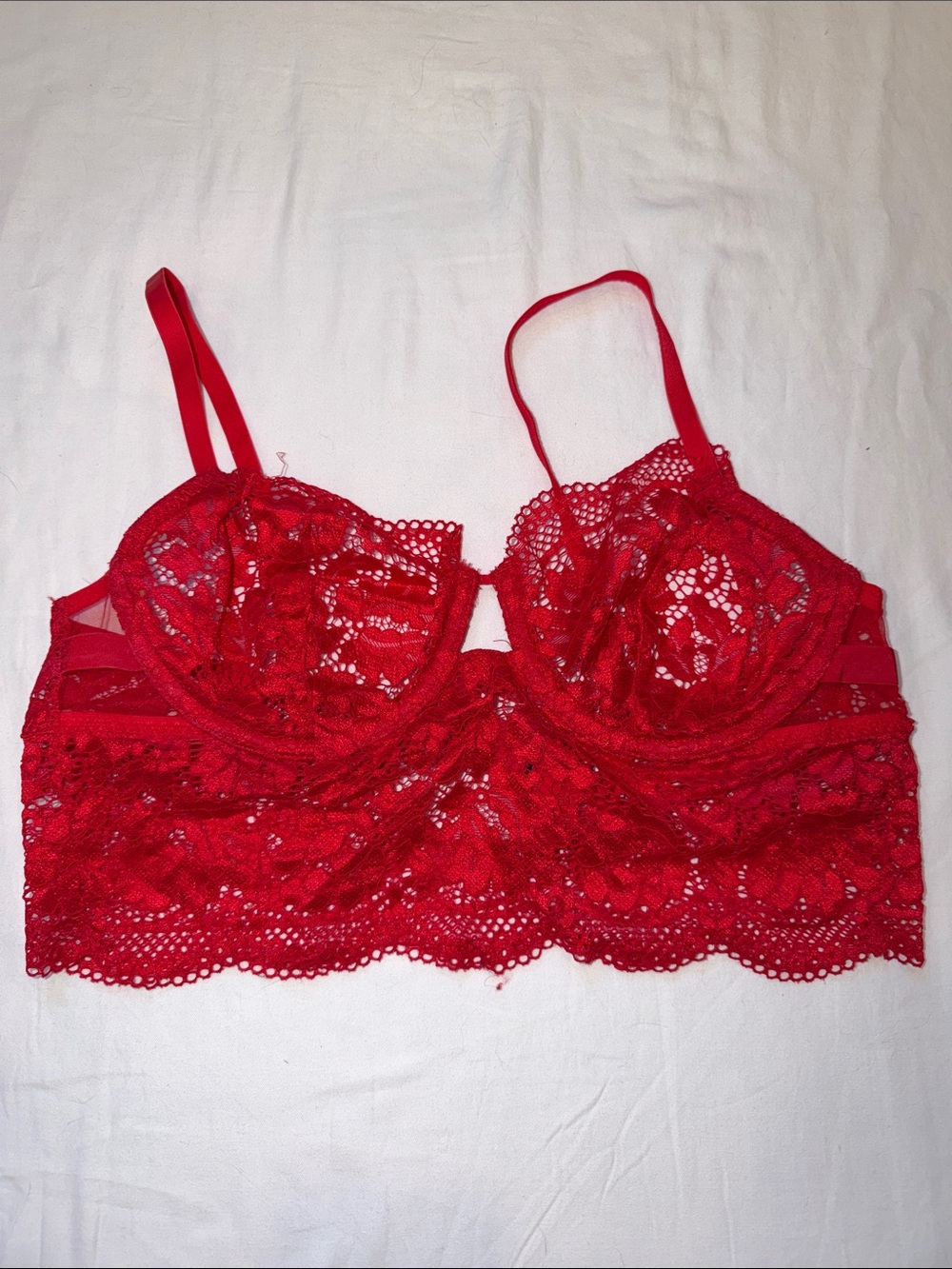 La SENZA Red Lace Longline Underwire Bralette